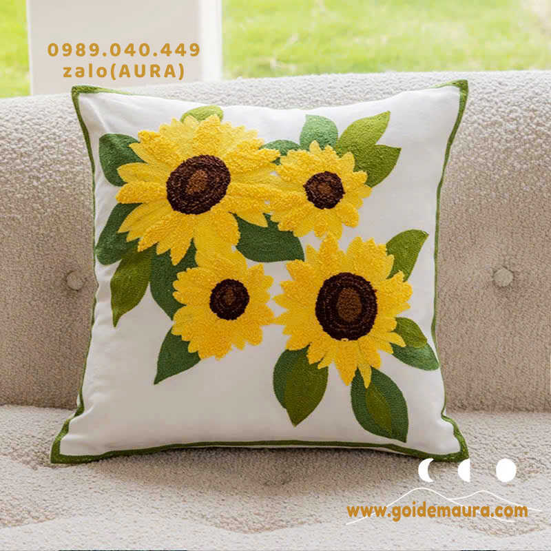 Gối Thêu Hoa Hướng Dương