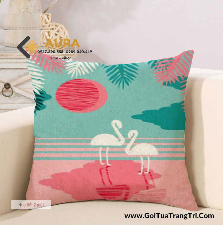 Gối Sofa Hồng Hạc Trắng