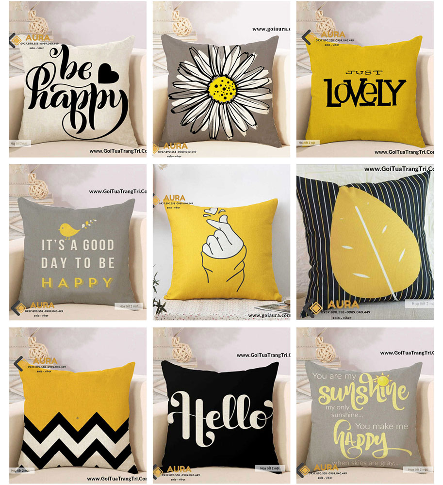 Gối Tựa Sofa Màu Đen Vàng