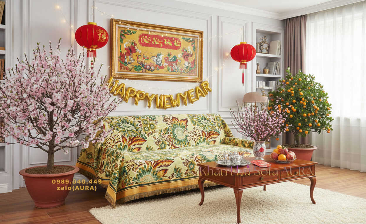 Khăn Phủ Ghế Sofa Hoa Hướng Dương