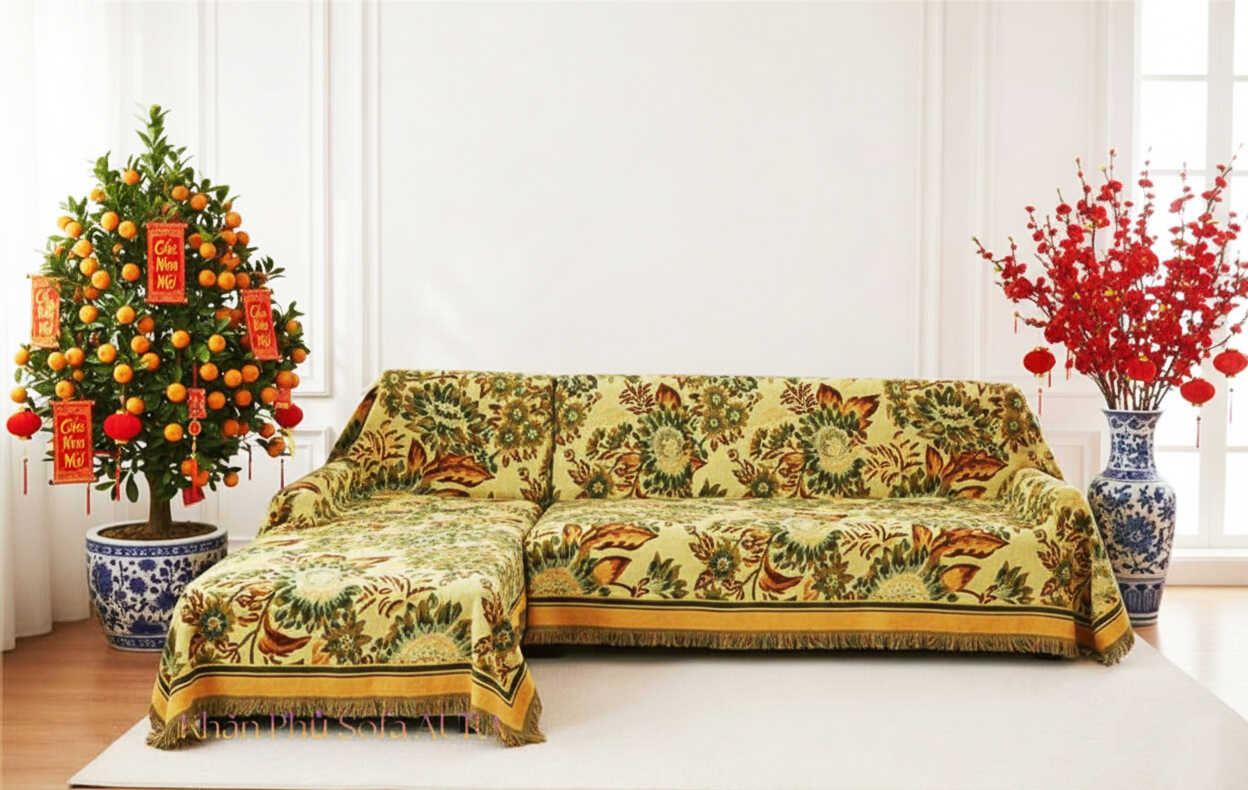 Khăn Sofa Góc Hoa Hướng Dương