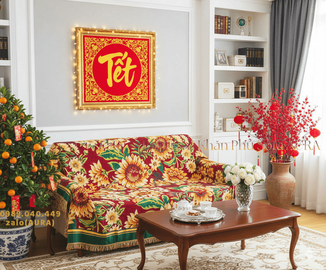 Khăn Sofa Hoa Hướng Dương Size Đại