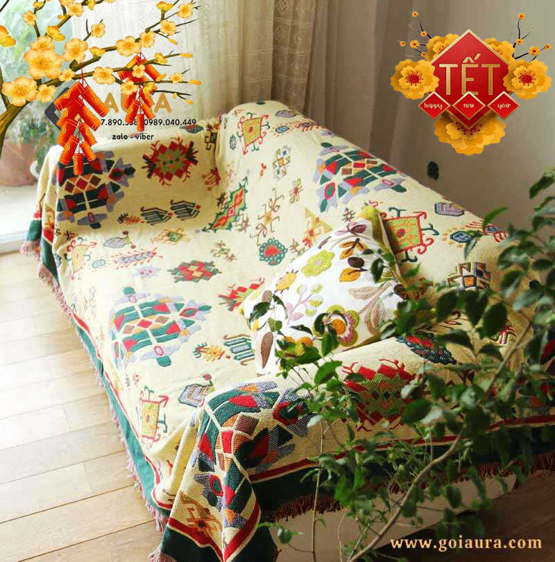 Khăn Phủ Sofa Trang Trí Tết