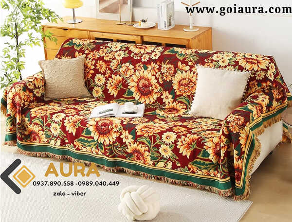 khăn sofa hoa hướng dương