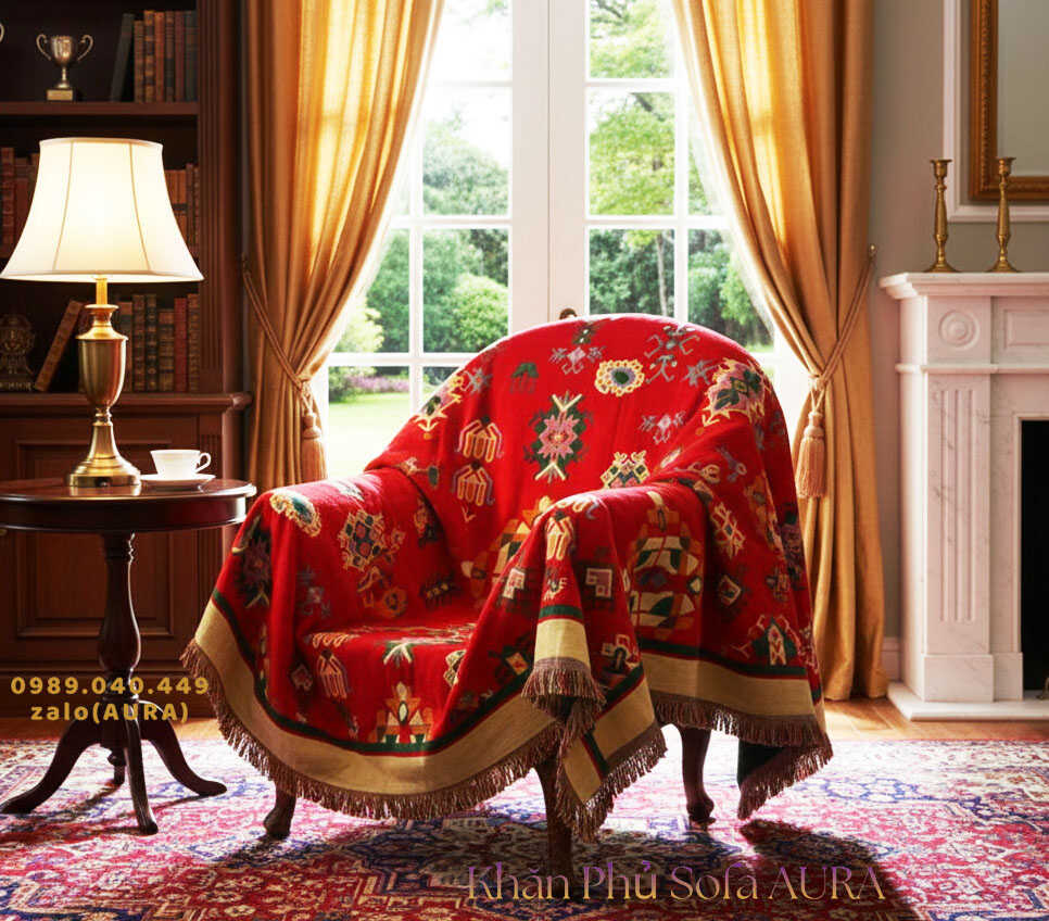 khăn ghế đơn màu đỏ