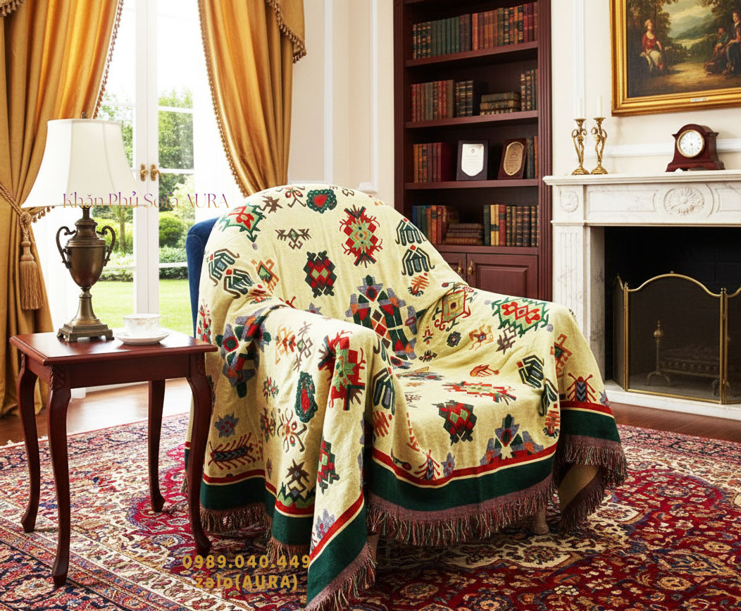 khăn ghế đơn màu vàng