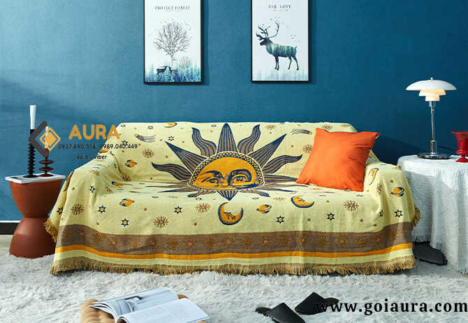 khăn phủ sofa họa tiết mặt trời 2